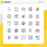 Pictogram Set of 25 Simple Lines of currency business mobile settings megaphone Editable Vector Design Elements