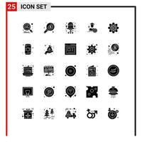 Pictogram Set of 25 Simple Solid Glyphs of data scince data chair scholar avatar Editable Vector Design Elements