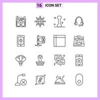 16 Icons in Line Style Outline Symbols on White Background Creative Vector Signs for Web mobile and Print