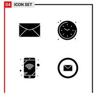 4 General Icons for website design print and mobile apps 4 Glyph Symbols Signs Isolated on White Background 4 Icon Pack vector