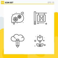 Collection of 4 Universal Line Icons Icon Set for Web and Mobile vector