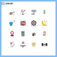 16 Thematic Vector Flat Colors and Editable Symbols of loop body protect avatar down Editable Pack of Creative Vector Design Elements