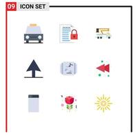 Set of 9 Modern UI Icons Symbols Signs for library cursor padlock transport lift Editable Vector Design Elements