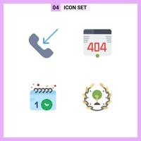 Universal Icon Symbols Group of 4 Modern Flat Icons of call schedule phone web earth Editable Vector Design Elements