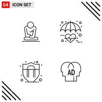 Pixle Perfect Set of 4 Line Icons Outline Icon Set for Webite Designing and Mobile Applications Interface vector