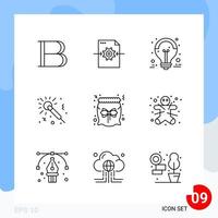 Modern Pack of 9 Icons Line Outline Symbols isolated on White Backgound for Website designing vector