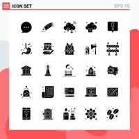 Collection of 25 Vector Icons in solid style Modern Glyph Symbols for Web and Mobile Solid Icon Sign Isolated on White Background 25 Icons