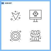 4 Icons Line style Creative Outline Symbols Black Line Icon Sign Isolated on White Background vector