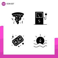 Glyph Icon set Pack of 4 Solid Icons isolated on White Background for responsive Website Design Print and Mobile Applications vector