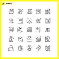 25 Icon Set Simple Line Symbols Outline Sign on White Background for Website Design Mobile Applications and Print Media vector