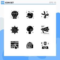 Stock Vector Icon Pack of 9 Line Signs and Symbols for drinks search cut page media Editable Vector Design Elements