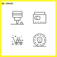 4 Icon Set Simple Line Symbols Outline Sign on White Background for Website Design Mobile Applications and Print Media vector