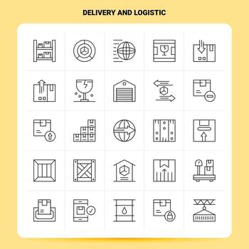 OutLine 25 Delivery And Logistic Icon set Vector Line Style Design Black Icons Set Linear pictogram pack Web and Mobile Business ideas design Vector Illustration