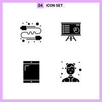 4 Icons in Solid Style Glyph Symbols on White Background Creative Vector Signs for Web mobile and Print
