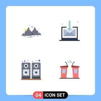 Set of 4 Modern UI Icons Symbols Signs for mountain sound nature inbox debate Editable Vector Design Elements