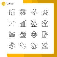 16 Icon Set Line Style Icon Pack Outline Symbols isolated on White Backgound for Responsive Website Designing vector