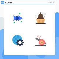 Pack of 4 Modern Flat Icons Signs and Symbols for Web Print Media such as arrow internet cream sweets referee Editable Vector Design Elements