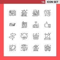 16 Icon Pack Line Style Outline Symbols on White Background Simple Signs for general designing vector