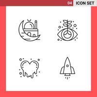 4 Icon Pack Line Style Outline Symbols on White Background Simple Signs for general designing vector