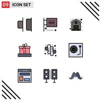 9 User Interface Filledline Flat Color Pack of modern Signs and Symbols of marshmallow camping agriculture nature box Editable Vector Design Elements