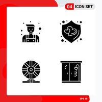 Creative Set of 4 Universal Glyph Icons isolated on White Background vector