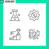 paquete de 4 iconos de estilo de línea establece símbolos de esquema para imprimir signos creativos aislados en fondo blanco 4 conjunto de iconos vector