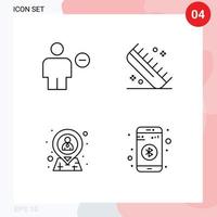 Set of 4 Modern UI Icons Symbols Signs for avatar salon human comb hr Editable Vector Design Elements