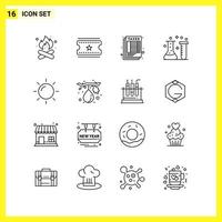 16 Icon Set Simple Line Symbols Outline Sign on White Background for Website Design Mobile Applications and Print Media vector