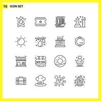 16 Icon Set Simple Line Symbols Outline Sign on White Background for Website Design Mobile Applications and Print Media vector