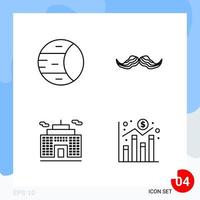 Modern Pack of 4 Icons Line Outline Symbols isolated on White Backgound for Website designing vector