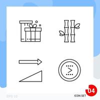 Modern Pack of 4 Icons Line Outline Symbols isolated on White Backgound for Website designing vector