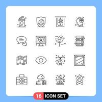 Universal Icon Symbols Group of 16 Modern Outlines of texting chatting atm wifi signal human Editable Vector Design Elements