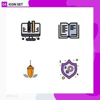 4 Filledline Flat Color concept for Websites Mobile and Apps coding measurement web school plummet Editable Vector Design Elements