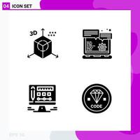 Solid Icon set Pack of 4 Glyph Icons isolated on White Background for Web Print and Mobile vector