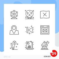 Modern Pack of 9 Icons Line Outline Symbols isolated on White Backgound for Website designing vector