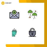 Filledline Flat Color Pack of 4 Universal Symbols of medical data clover patrick lock Editable Vector Design Elements