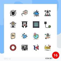 16 Universal Flat Color Filled Line Signs Symbols of user team water businessman moon Editable Creative Vector Design Elements