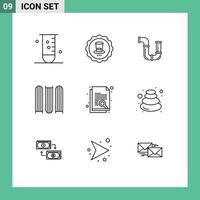 Modern Set of 9 Outlines and symbols such as document education usa document tools Editable Vector Design Elements