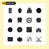 16 Creative Icons for Modern website design and responsive mobile apps 16 Glyph Symbols Signs on White Background 16 Icon Pack vector