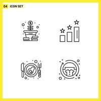 Line Pack of 4 Universal Symbols of growth breakfast coins performance casual Editable Vector Design Elements