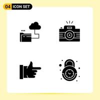 4 Creative Icons for Modern website design and responsive mobile apps 4 Glyph Symbols Signs on White Background 4 Icon Pack vector