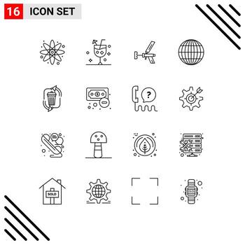 User Interface Pack of 16 Basic Outlines of internet global foamgun gun repair Editable Vector Design Elements