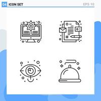 Modern 4 Line style icons Outline Symbols for general use Creative Line Icon Sign Isolated on White Background 4 Icons Pack vector