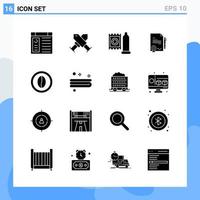 Modern 16 solid style icons Glyph Symbols for general use Creative Solid Icon Sign Isolated on White Background 16 Icons Pack vector