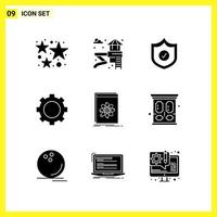 9 Icon Set Simple Solid Symbols Glyph Sign on White Background for Website Design Mobile Applications and Print Media vector