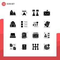 Group of 16 Modern Solid Glyphs Set for flagged email answers contact correct Editable Vector Design Elements