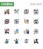 corona virus 2019 y 2020 epidemia 16 paquete de iconos de línea llena de color plano como sangre coronavirus bacterias bacterias noticias coronavirus viral 2019nov enfermedad vector elementos de diseño