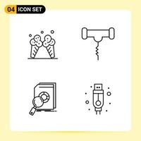 4 Creative Icons for Modern website design and responsive mobile apps 4 Outline Symbols Signs on White Background 4 Icon Pack vector