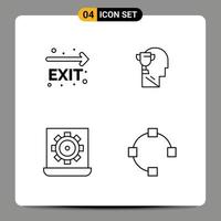 Editable Vector Line Pack of 4 Simple Filledline Flat Colors of exit configure navigation award preference Editable Vector Design Elements