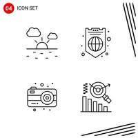 colección de 4 iconos vectoriales en estilo de línea píxel símbolos de contorno perfecto para web y signos de icono de línea móvil sobre fondo blanco 4 iconos vector